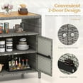 thumbnail image 6 of RELAX4LIFE Wicker Outdoor Bar Cabinet - PE Rattan Patio Bar Table w/Acacia Wood Countertop, Open Shelf & 2 Doors, Buffet Sideboard Organizer for Garden Backyard Pool, Outside Storage Cabinet (Grey), 6 of 9