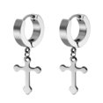 thumbnail image 2 of AYYUFE 1 Pair Dangle Cross Earring Long Lasting Stylish Pendant Titanium Steel Men Women Adult Cross Pendant Hoop Earring for Party, 2 of 8