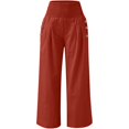 thumbnail image 4 of Wide Leg Linen Pants Women Summer High Waisted Boho Beach Flowy Pant Casual Vacation Outfits Elastic Lounge Trousers Red 3XL, 4 of 5