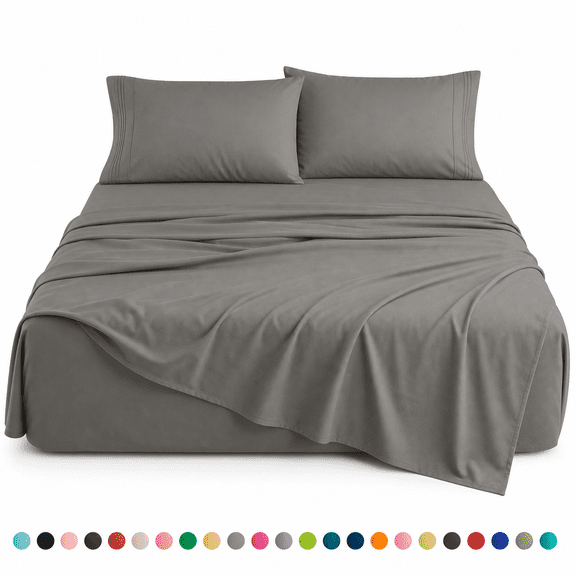 Elegant Comfort 4-Piece Microfiber Sheet Set, Deep Pocket, Wrinkle Resistant & Fade Resistant, Full, Slate Gray