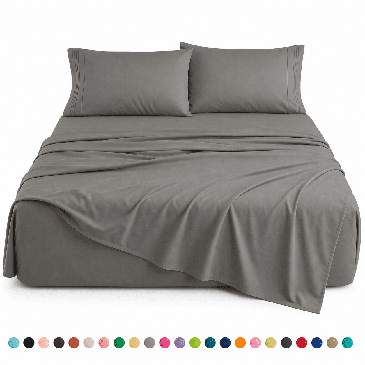 Elegant Comfort 4-Piece Microfiber Sheet Set, Deep Pocket, Wrinkle Resistant & Fade Resistant, Full, Slate Gray
