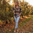 thumbnail image 6 of Dweltoz Womens Plaid Shirts Casual Button Down Blouses Basic Long Sleeve Collared Shackets 2026 Fall Dressy Shirts Trendy Office Tops With Pockets,Multicolor S, 6 of 7