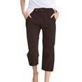 thumbnail image 2 of Capri Pants for Women 2025 Solid Color Elastic Waist Lightweight Casual Loose Capris with Pockets Womens Cropped Pants, 2 of 5