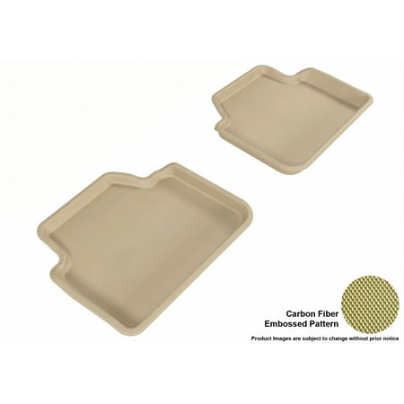 - 3D MAXpider 2006-2011 BMW 3 Series Sedan (E90)/X3 (E83) Second Row All Weather Floor Liners in Tan with Carbon Fiber Look