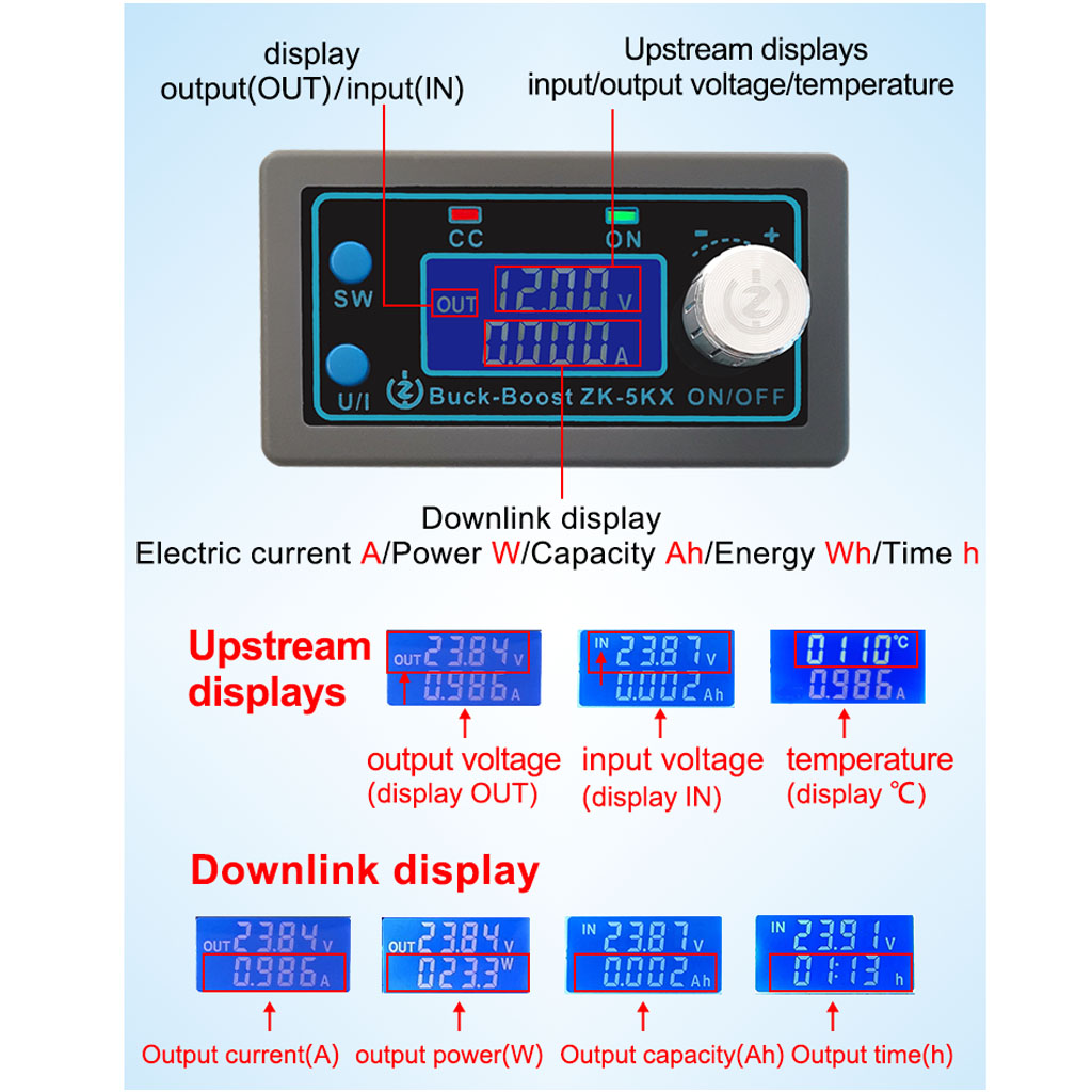 HGYCPP ZK-5KX DC Buck- Boost Converter Power Module Adjustable Regulated  power supply - Walmart.com