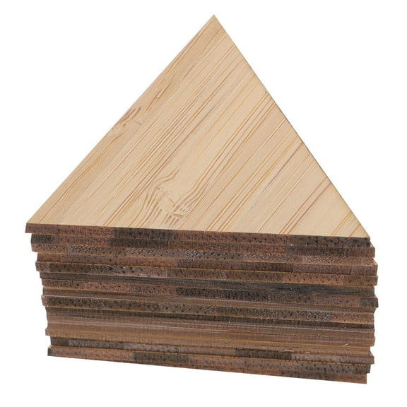 ROSENICE 15Pcs Triangle Wood Block Slices for DIY and Crafting Khaki Color Blank Style