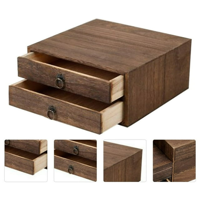 HLONK Drawer Tea Box Tea Bag Vintage Tea Drawer Waterproof Tea Box Coffee Organizer Wood Tea Storage Holder