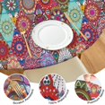 thumbnail image 4 of Multicolor Ethnic Diamond Pattern Round Fitted Tablecloth with Elastic Edge,Dining Table Cover Waterproof,Outdoor Round Tablecloth for Camping,Dining,Indoor and Outdoor, 4 of 7