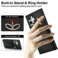 thumbnail image 4 of for Samsung Galaxy S25 Ultra Wallet Case with Card Holder Women Men, Flip PU Leather Kickstand Shockproof Protective Phone Cover Magnetic Clasp 360 Rotation Ring Stand for Samsung S25 Ultra, Black, 4 of 7