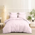 thumbnail image 5 of Pink Striped Duvet Cover Full Size White Stripe Duvet Cover Dorm Bedding Set 3 Pieces Soft Lightweight Washed Microfiber Farmhouse Bedding Set Gifts for Women Men, 5 of 15