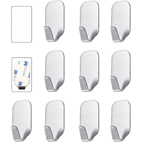 Januofit  Small Self Adhesive Hooks for Hanging Heavy Duty Stick On Hooks for Wall Sticky Hooks, Pack of 10