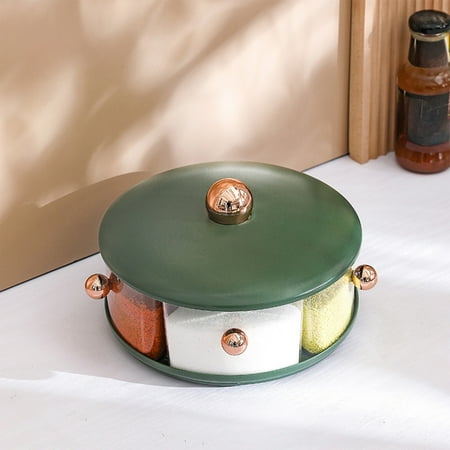 

Discount Galore Rotating Seasoning Box PET Kitchen Storage with Five Compartments | Multi-Functional Spice Container for Easy Access and Storage Perfect for Kitchen Organization | Plastic Green