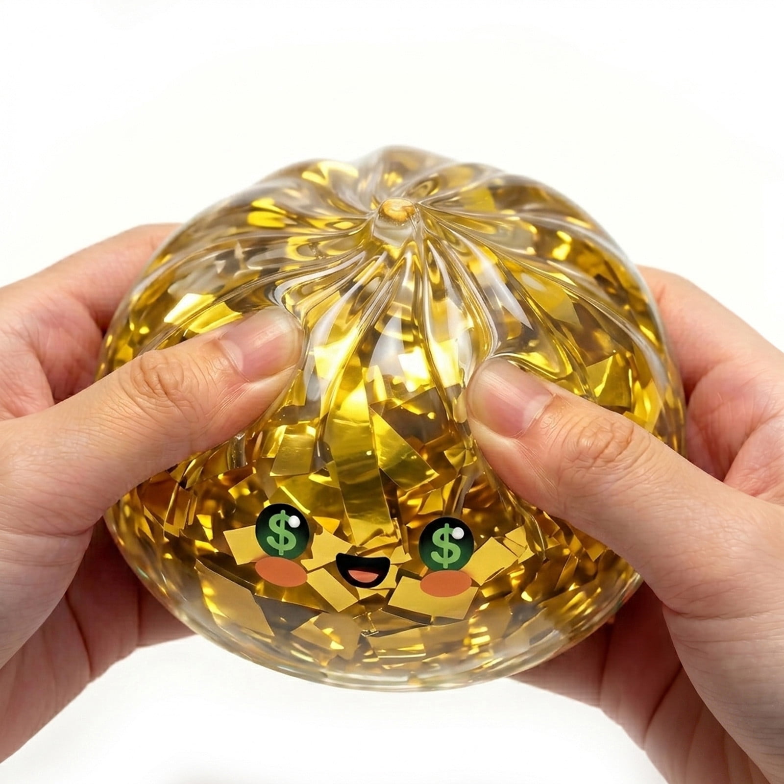 Golden Ticket Edition Dumpling Squishy, Gaint Dumpling with Steamed Box Colorful Dumplings Stress Balls Stocking Stuffers With Food Stretchy Soft Balls