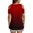 thumbnail image 4 of Soki Womens Tops Gradient Short Sleeved V-Neck Off Shoulder Fashionable Summer Clothes, 4 of 6