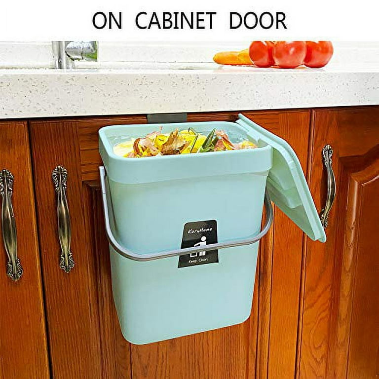 Kitchen Compost Bin with Lid - Homgreen 2.5 Gallon Hanging Trash Can with  Lid, 9 Liter Wall-Mounted Garbage Can for Kitchen Cabinet Door, Small Under  Sink Trash Can for Cupboard, Bathroom, Office 