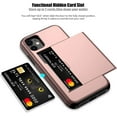 thumbnail image 2 of iPhone 11 Case with Card Holder Heavy Duty Protective Dual Layer Shockproof Hidden Card Slot Slim Wallet Case for iPhone 11 for Men&Women(Rose Gold), 2 of 13