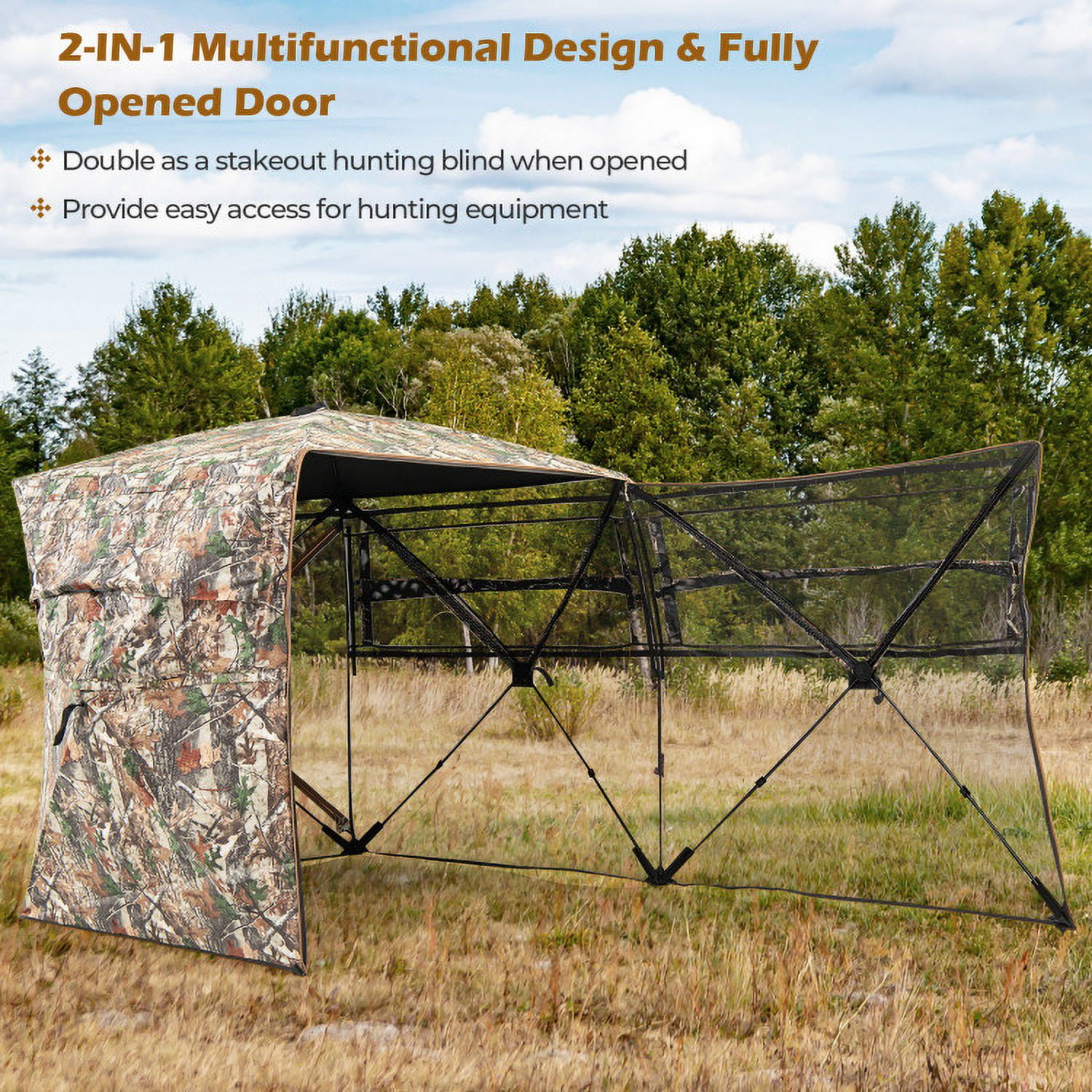 Barara King Tent,360° One Way See Through Hunting Blind Ground Blind with Portable Carrying Bag