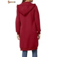 thumbnail image 2 of Spencer Women's Plus Size Long Fleece Hooded Coat Winter Warm Casual Pockets Jacket Zip Up Hoodies Sweatshirt Parka Overcoat "2XL, Wine Red", 2 of 5