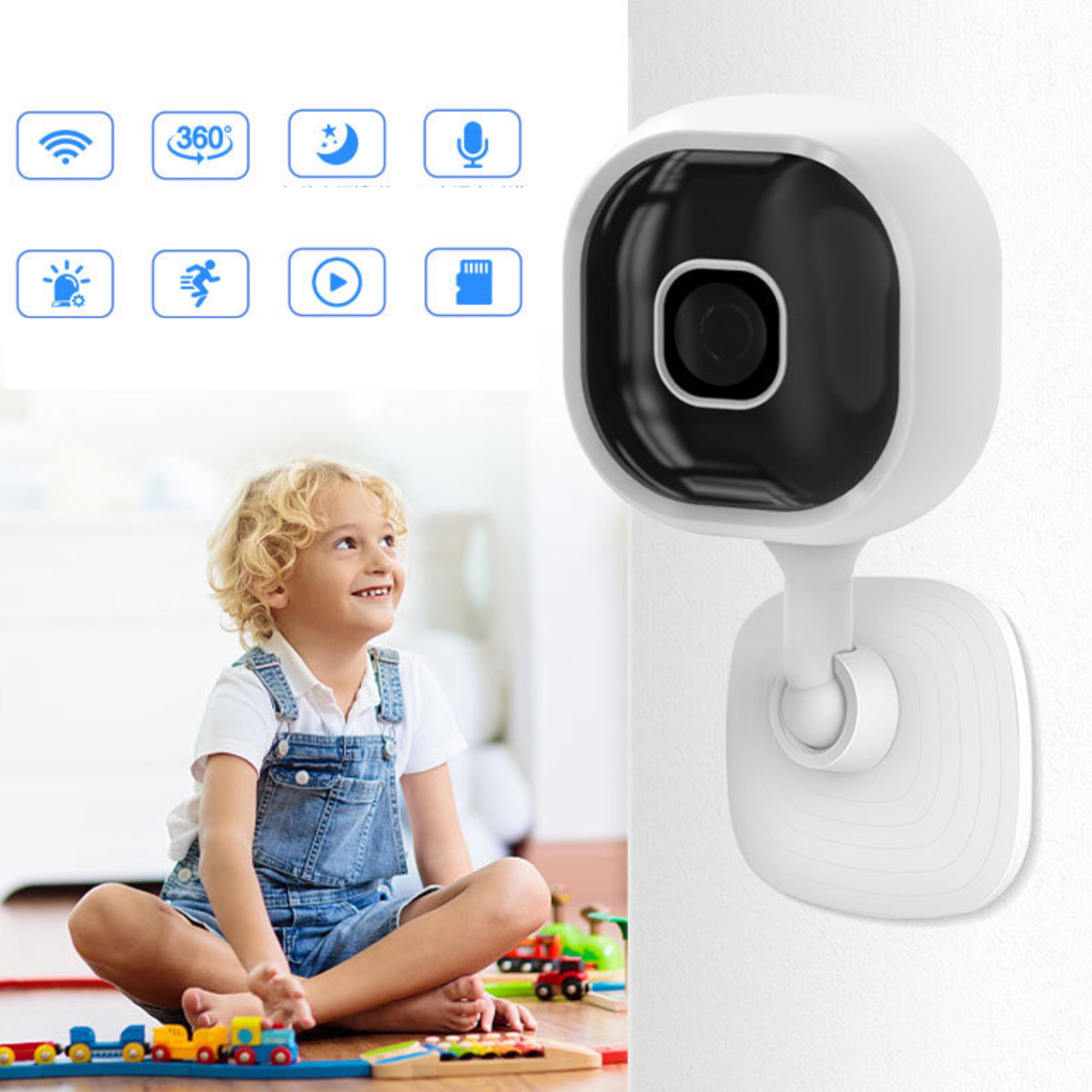 Security Camera Outdoor/Indoor HD Night Vision Wired Home Cam, AI Human Detection, Cloud/SD Card Storage, Derict to WiFi, Two-Way-Audio, Smartphone Control, White