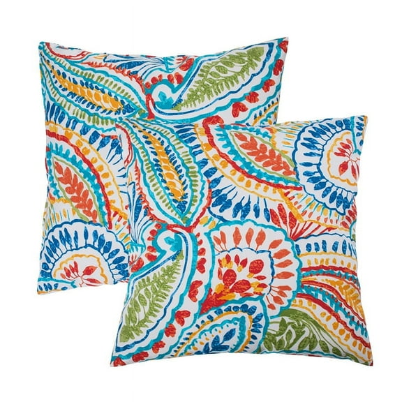 IN4 Care Set of 2 Square Throw Pillow Covers-18"x18" Colorful Pillowcases Outdoor Waterproof made of Polyester for Sofa Bedroom Outdoor Garden Sofa(Paisley)