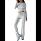 thumbnail image 2 of Conjunto de Chándal de Larga con Cuello Redondo y Pantalones Acampanados de Cintura Alta para Mujer. Flores Blancas y Grises XL, 2 of 10