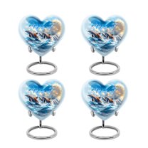 SUBSH Dolphin Urn - Keepsake Heart Urn - Ashes Urn - Adult Urns for Human Ashes Women - Funeral Urn Ashes - Cremation Urn Human Ashes (Size - 3 inch Pack of 4)