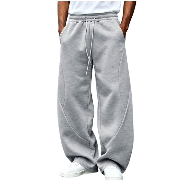 Sevevn Men's Y2K Barrel Wide Leg Sweatpants Elastic Drawstring Waist Side Strip Multi‑Occasion Daily Commute Wear