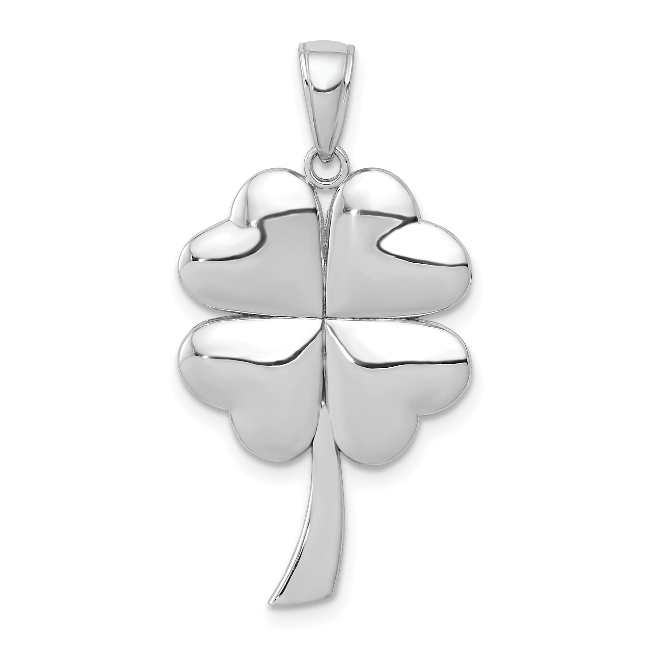 10k Yellow Gold 3 Leaf Clover Pendant Charm Necklace Good Luck Italian Horn Fine Jewelry Gifts For Women For Her
