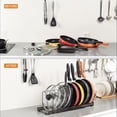 thumbnail image 4 of Organizador de Sartenes y Ollas, Soporte Sartenes de Tamaño Ajustable, Estante de Sartenes con 10 Compartimientos para Almacenar Tapas de Ollas, Platos, Color Marrón, 4 of 22