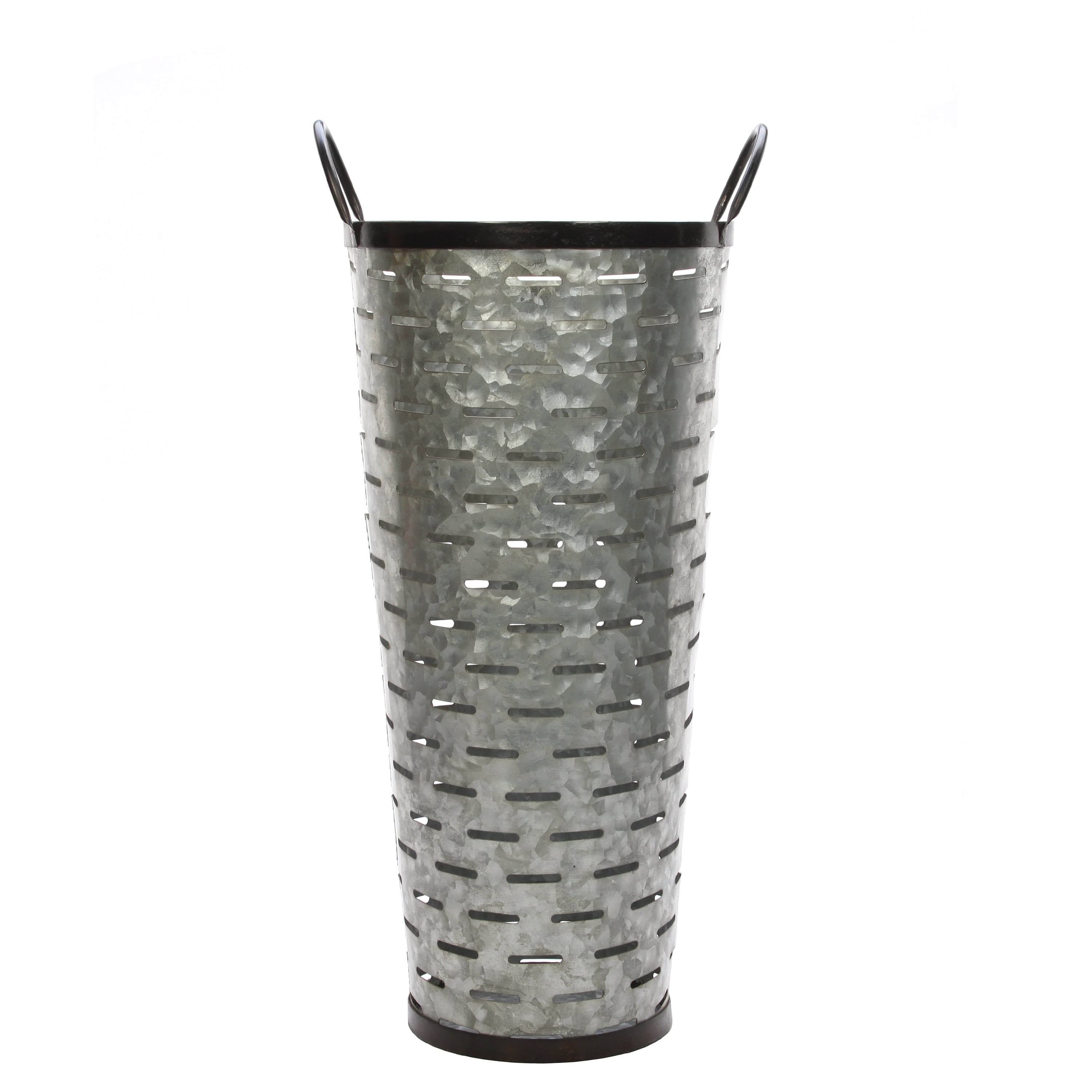 Elegant Expressions by Hosley Metal Slotted Vase, Galvanized