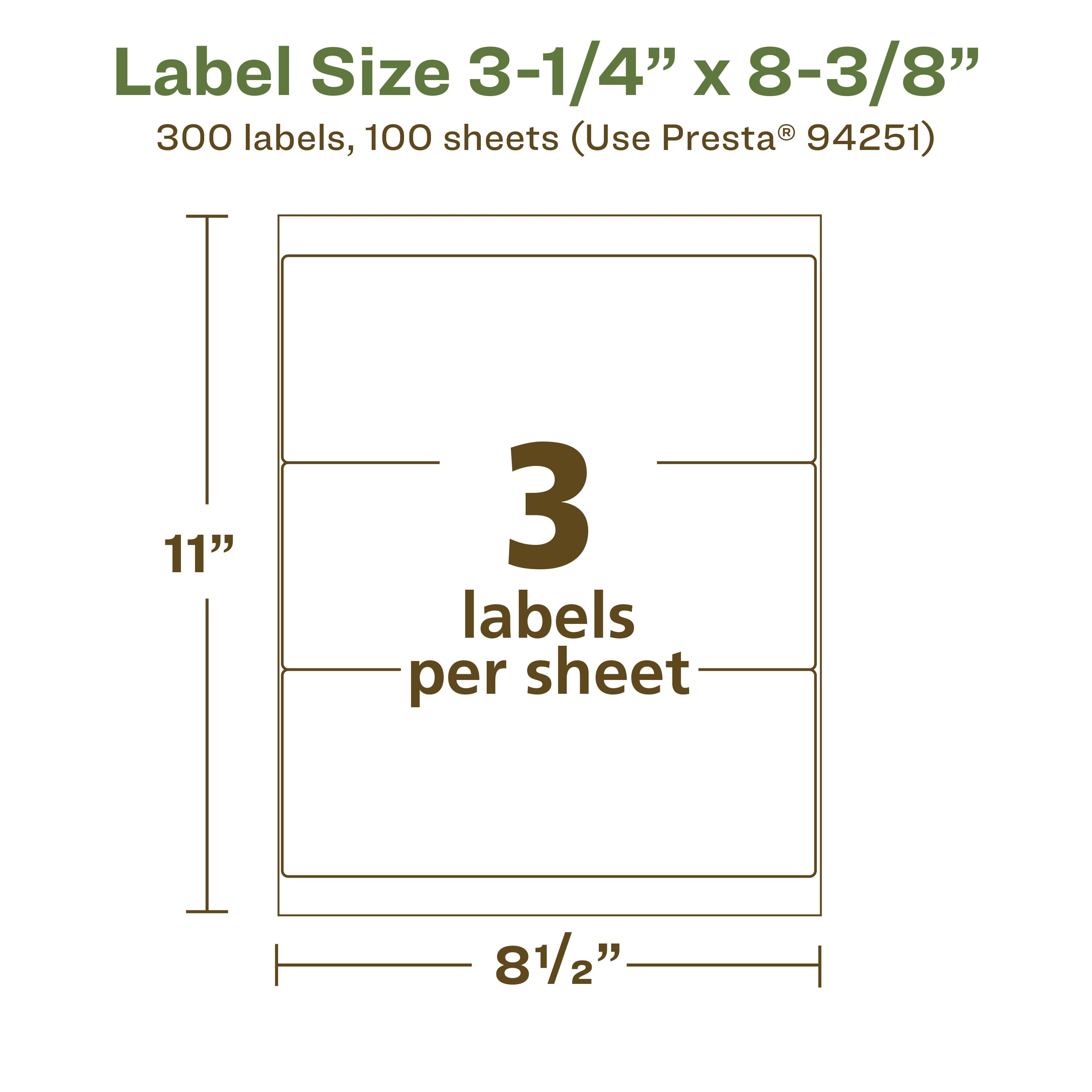 Avery EcoFriendly Rectangle Labels, 3-1/4" x 8-3/8", 300ct
