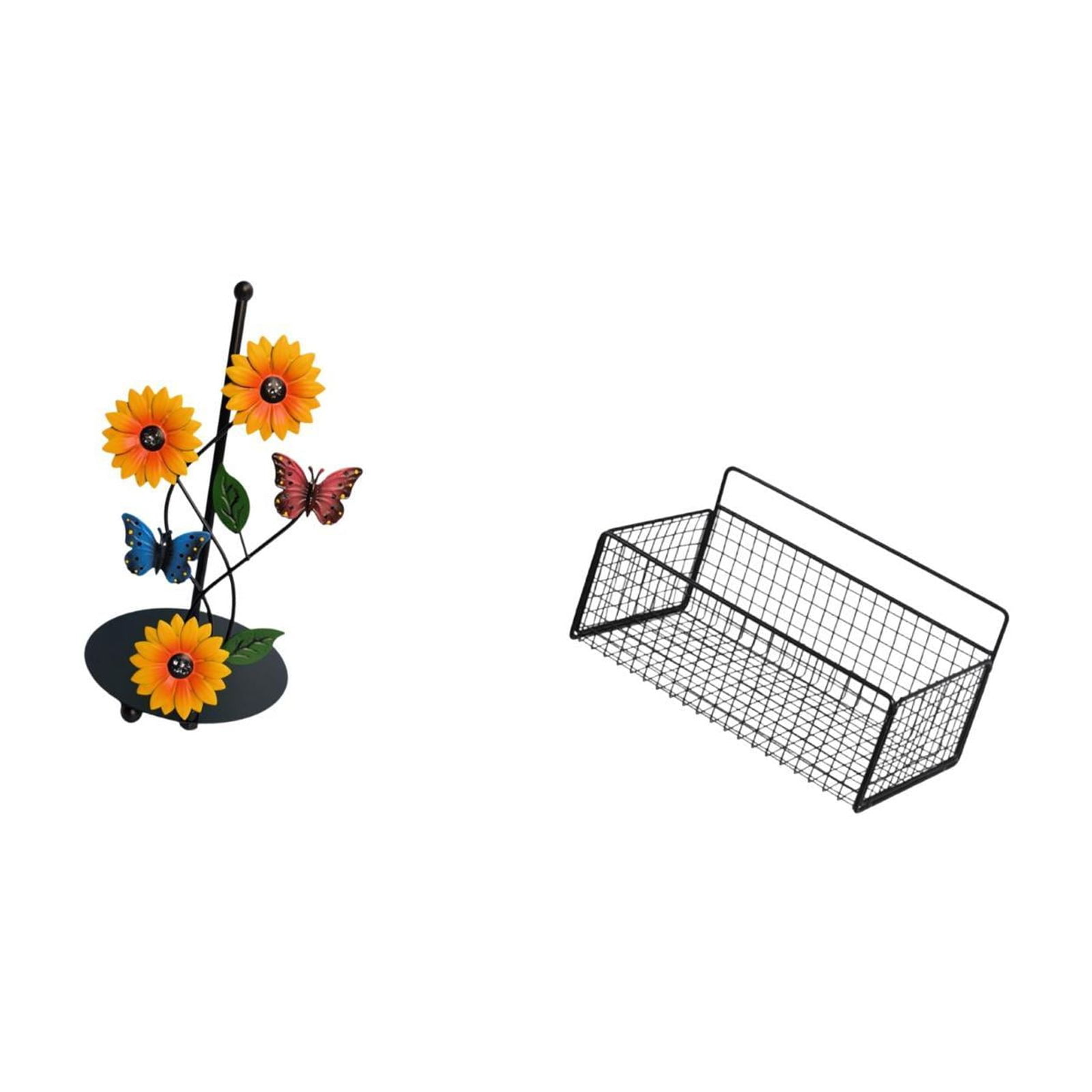 Fiocias Toilet Paper Holder Paper Towel Holder Countertop Hanging Storage Basket Wall Mounted Shelves Iron Wire Construction Suitable for Kitchen Bathroom