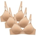 thumbnail image 2 of YWDJ Bras for Women Half Cup 3 Pack Closure in Back Comfy Bras Size Small No Underwire Lounge Bras Adjustable Straps Wrap Comfortable Bras Padded Comfort Bras Solid Bras Khaki M, 2 of 6