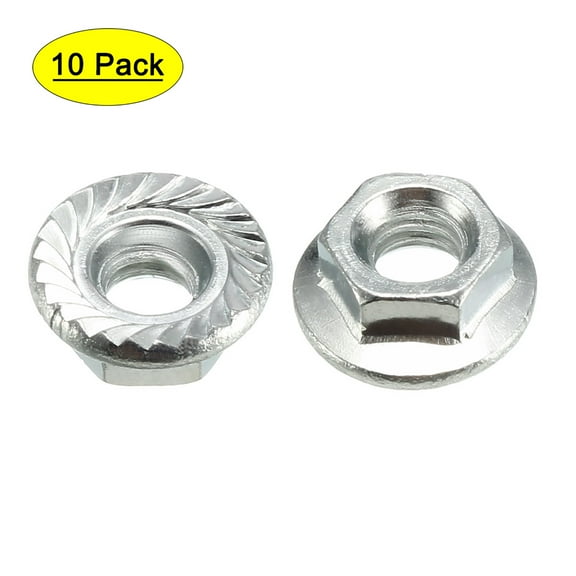 M4 Serrated Flange Hex Lock Nuts Carbon Steel 10  Pack