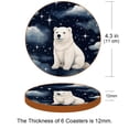 thumbnail image 3 of Polar Bear Set of 6 Microfiber Leather Round Coasters, 11x11 cm/4.3x4.3 in, Drink Coasters for Home and Bar, Table Coasters, 3 of 6