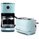 thumbnail image 1 of HADEN Heritage Cafetera casera retro vintage programable de 12 tazas con tostadora de pan de acero inoxidable con ranura ancha Heritage de 2 rebanadas, turquesa, 1 of 5