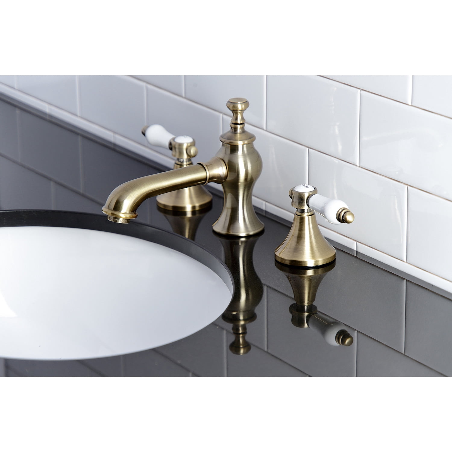 Kingston Brass KC7063BPL Bel-Air 8 in. Widespread Bathroom Faucet, Antique Brass