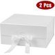 thumbnail image 2 of 2 cajas de regalo verdes con cinta de satén, caja de regalo plegable de 8 x 8 x 4 pulgadas con cierre magnético para fiestas, bodas, papel de regalo, propuesta de dama de honor, almacenamiento, 2 of 4