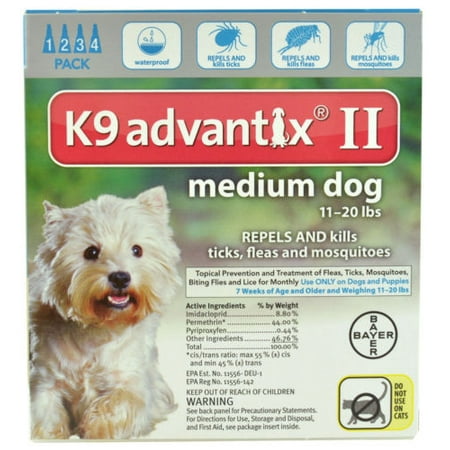 Bayer K9 Advantix II 11-20 lbs MD dog four pack EPA product No