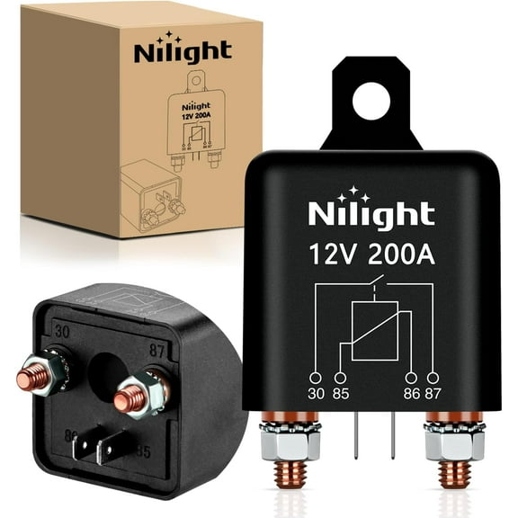 Nilight 200A Starter Relay 4 Pin Split Switch 12V Continuous Heavy Duty SPST High Current Terminal Car On Off Control for Automotive Truck RV Camper