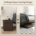 thumbnail image 5 of Kepooman Storage Ottoman Footrest,Storage Ottoman Bench,Upholstered Square Footstool with PVC Leather Surface for Bedroom-Brown, 5 of 7