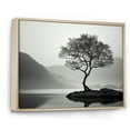 thumbnail image 2 of Designart "Monochrome Lakeside Arboreal Portrait I" Landscape Mountains Floater Framed Canvas Prints, 2 of 5