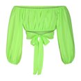 thumbnail image 3 of TIHLMK Women Shirts and Blouses Women's Casual Fashion Summer T-neck Puff Sleeve Solid Color Shirt Top Blouse Gifts for Women, 3 of 9