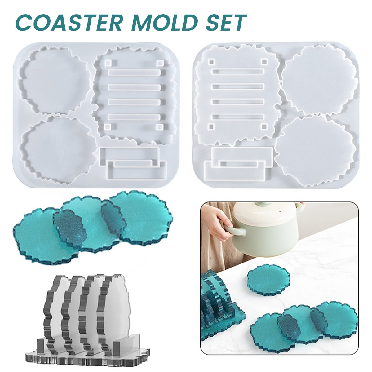 Coaster and holder resin mould set.