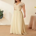 thumbnail image 4 of Robe de Bal Maxi Femmes Dentelle Patchwork Dos Nu V Cou Élégante Soirée Robe de Cocktail, 4 of 6