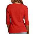 thumbnail image 4 of Elbow Length Tops for Women, Audhol 3/4 Length Sleeve Womens Tops V Neck Button down Shirts Business Casual Outfits Basic Tees Summer Top 2026 Red 3/4 Sleeve Top Xl, 4 of 4