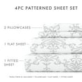thumbnail image 4 of Noble Linens 4 Piece Pattern Microfiber Bed Sheets Set, Light Gray Soft Bouquet, King, 4 of 11