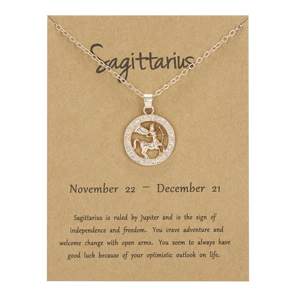Pendant 12 Constellation Zodiac Necklace Astrology Horoscope for Women Birthday Gifts Round Hollow Clavicle Necklace