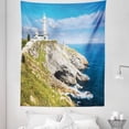 thumbnail image 1 of Spain Tapestry, Cabo Mayor Lighthouse Santander City Sky and Sea Soft Clouds Horizon, Fabric Wall Hanging Decor for Bedroom Living Room Dorm, 5 Sizes, Azure Blue Fawn Eggshell, by Ambesonne, 1 of 1