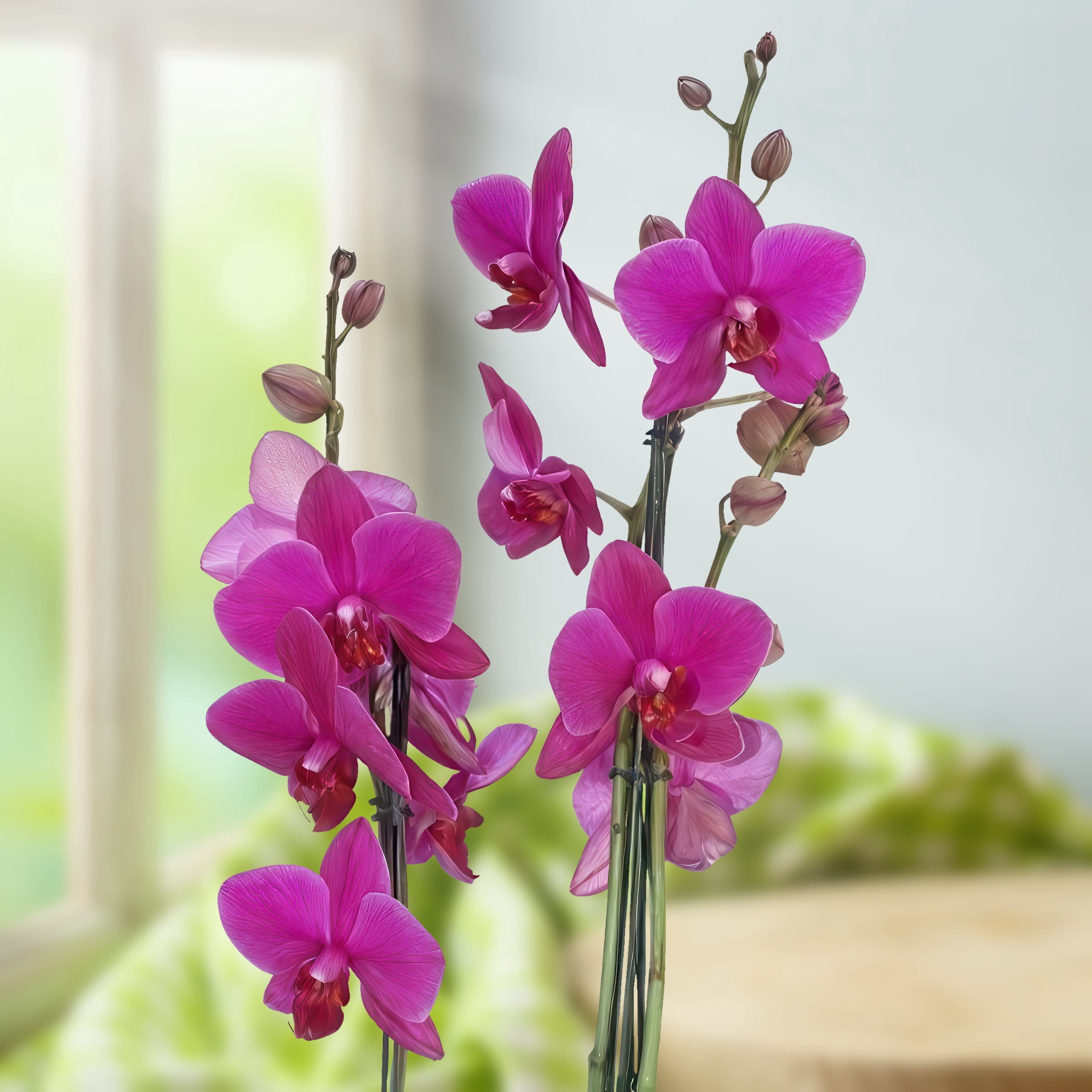 5 in. Superior Multi-Stem Vivid Purple Phalaenopsis Orchid in Luxe Designer Ceramic Planter